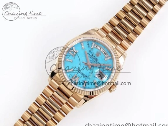 Day 1:1 Tiffany RAF Stone Edition on Best RG Blue RG Date A2836 Dial Bracelet Roman 36 0523